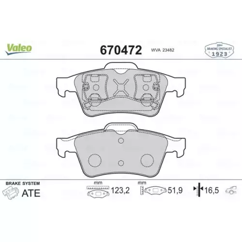 VALEO Arka Fren Balatası Tk 670472