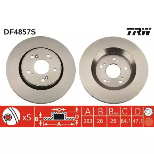 TRW Ön Fren Diski Havalı 293.5mm Takım DF4857S