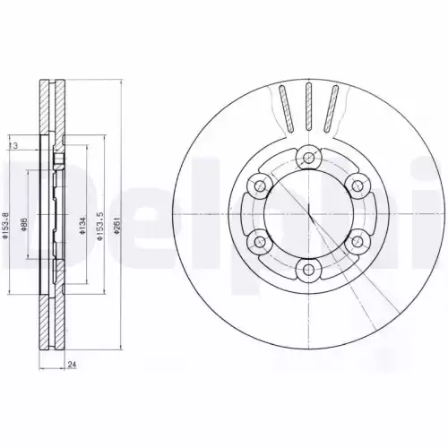 DELPHI Ön Fren Diski Havalı 261 6 BG4104