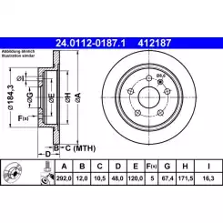 ATE Arka Fren Diski Adet 16 İnch 292Mm 24.0112-0187.1