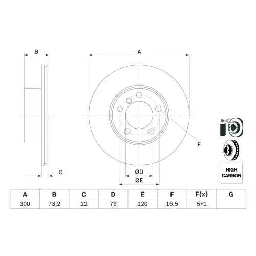 BOSCH Ön Fren Diski Hava Kanallı Takım 0986479A18