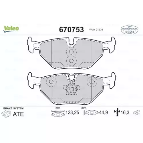 VALEO Arka Fren Balatası 670753