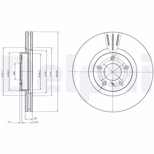 DELPHI Ön Fren Diski Havalı 320 5 BG4107