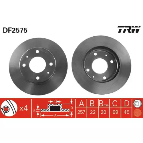 TRW Ön Fren Diski Havalı 257.4mm DF2575