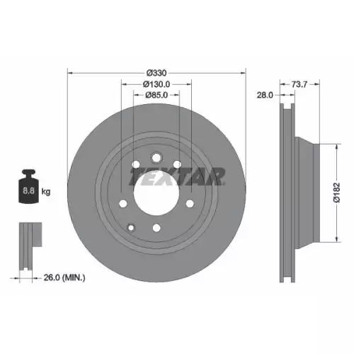 TEXTAR Arka Fren Diski 330 Mm 92122005