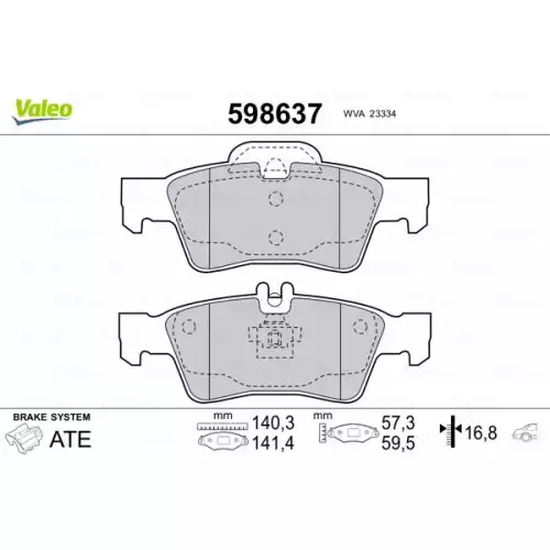 VALEO Arka Fren Balatası Tk 598637