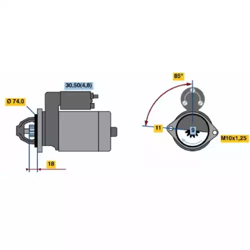 BOSCH Marş Motoru 12V 9 Diş 11 KW 0001107433