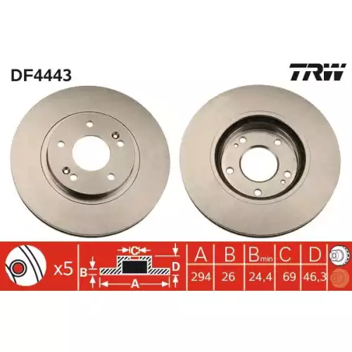 TRW Ön Fren Diski Havalı 294.5mm DF4443