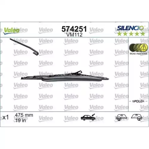 VALEO Silecek Süpürgesi Sılencıo Spoy X1 Vm112 475mm 574251