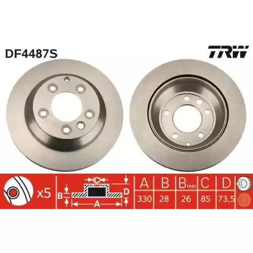 TRW Arka Fren Diski DF4487S