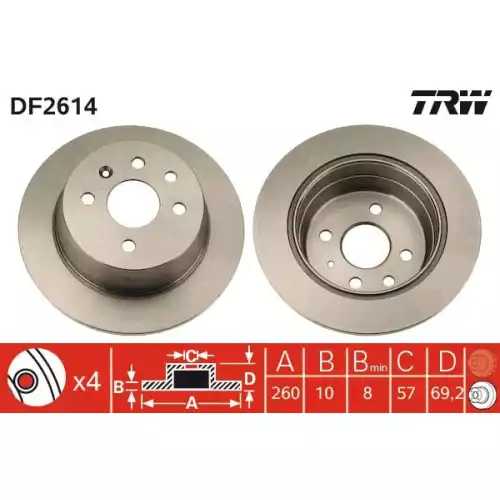 TRW Arka Fren Diski DF2614