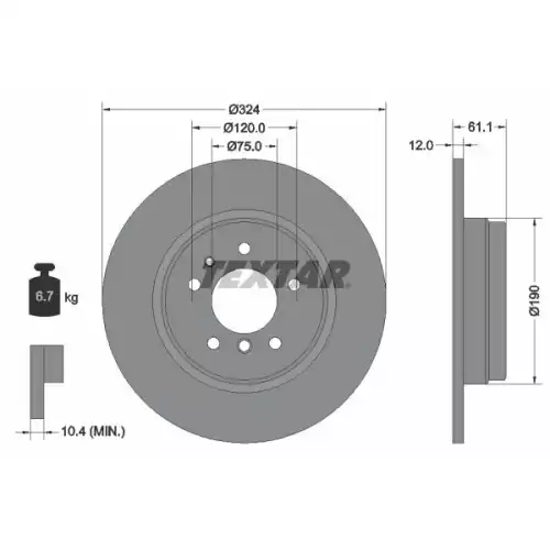 TEXTAR Arka Fren Diski 92058400