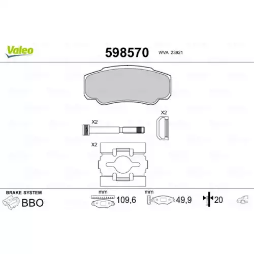 VALEO Arka Fren Balatası Tk 598570