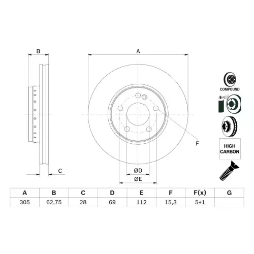 BOSCH Fren Diski Ön Adet 0986479G41