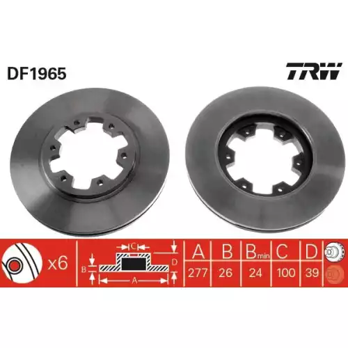 TRW Ön Fren Diski Havalı 277.6.mm DF1965