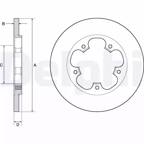 DELPHI Arka Fren Diski Dolu Ø308 5 Bıjon BG4681C