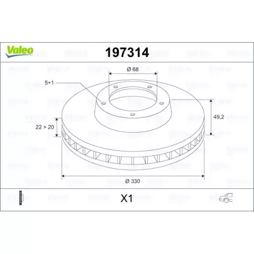 VALEO Arka Fren Diski Havalı Takım 197314