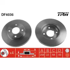 TRW Ön Fren Diski Havalı 258mm Takım DF4036