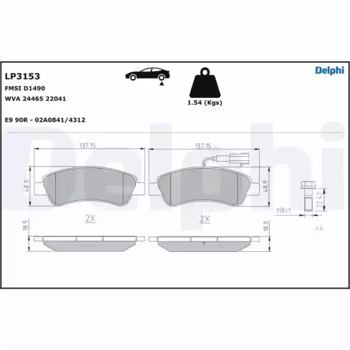 DELPHI Arka Fren Balatası Tk LP3153