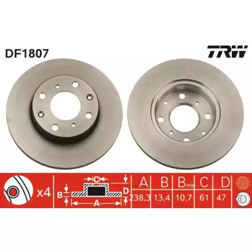 TRW Ön Fren Diski 238mmmm DF1807