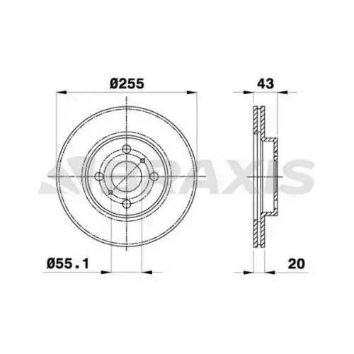 BRAXIS Ön Fren Diski Havalı 255Mm AE0070