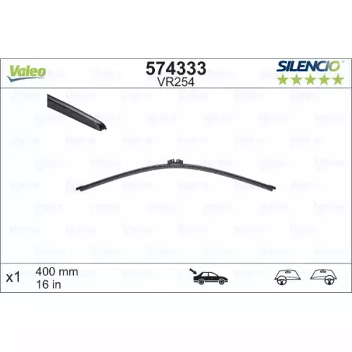 VALEO Arka Cam Silecek Süpürgesi Sılencıo Flat Blade X1 Vm254 400mm 574333