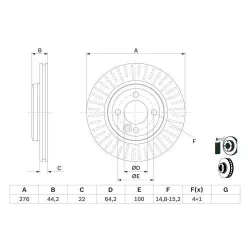 BOSCH Ön Fren Diski 276 219204 mm 0986478606