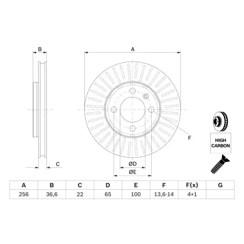 BOSCH Ön Fren Diski Havalı 256 MM 0986479776