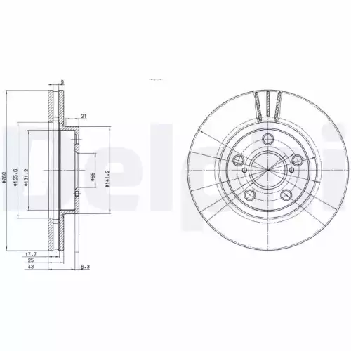 DELPHI Ön Fren Diski Havalı 260 5 BG3347