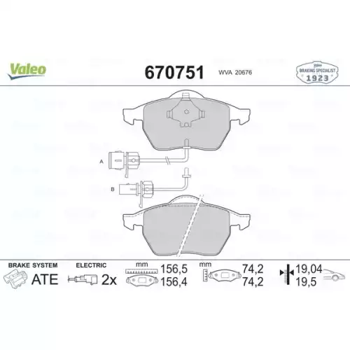 VALEO Ön Fren Balatası Tk Fişli 670751