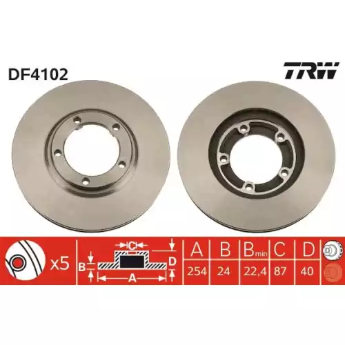 TRW Ön Fren Diski Havalı 254.5mm DF4102