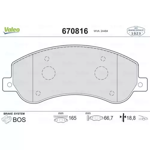 VALEO Arka Fren Balatası Fişli Arkadan çekişli 670816