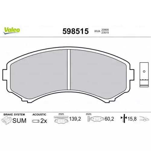 VALEO Ön Fren Balatası Tk 598515