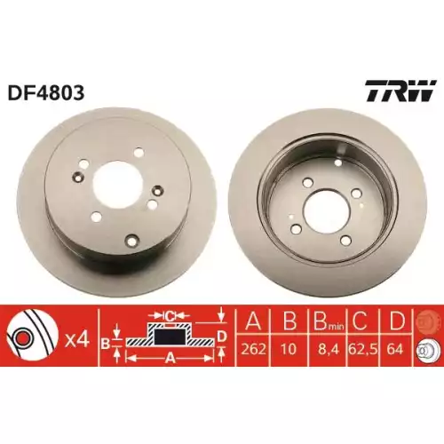 TRW Arka Fren Diski Düz DF4803