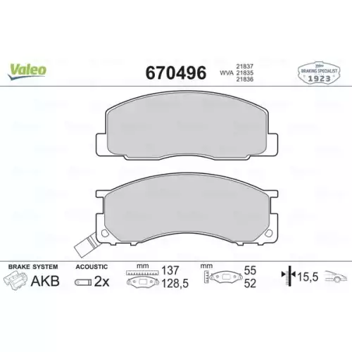 VALEO Ön Fren Balatası Tk 670496