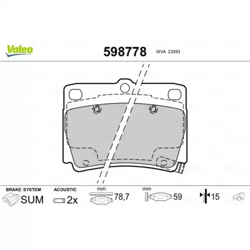 VALEO Arka Fren Balatası Tk 598778