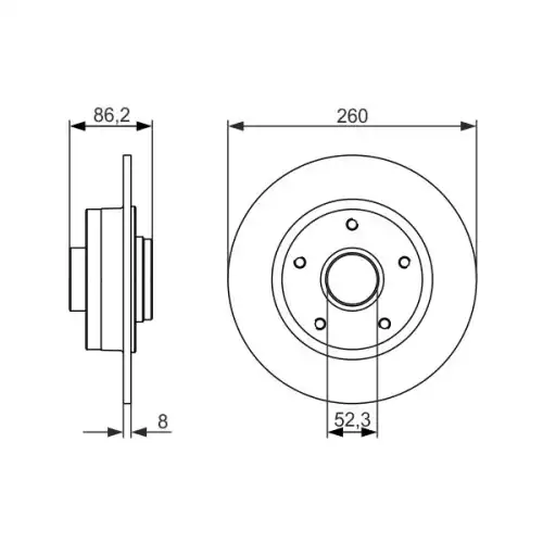 BOSCH Arka Fren Diski Düz 260 Mm 0986479684