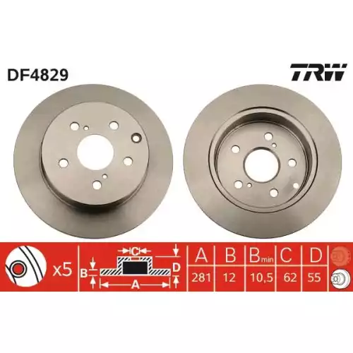 TRW Arka Fren Diski Düz DF4829