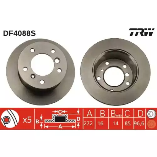 TRW Arka Fren Diski Düz DF4088S