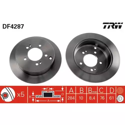 TRW Arka Fren Diski Düz DF4287