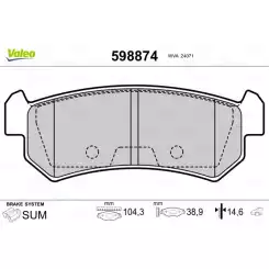 VALEO Arka Fren Balatası Tk 598874