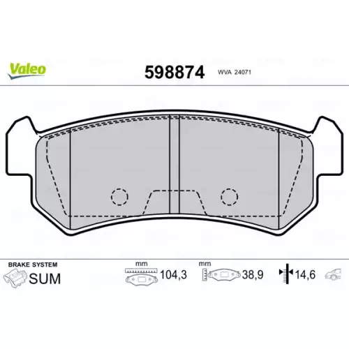 VALEO Arka Fren Balatası Tk 598874