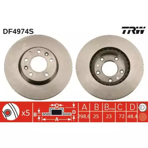 TRW Ön Fren Diski Havalı 299.5mm DF4974S