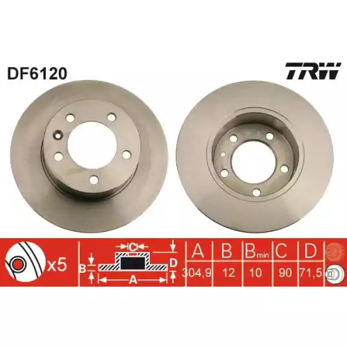 TRW Arka Fren Diski Düz DF6120