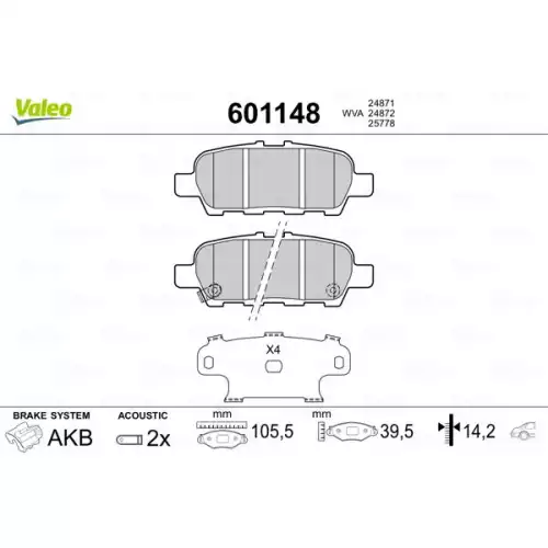 VALEO Arka Fren Balatası Tk 601148