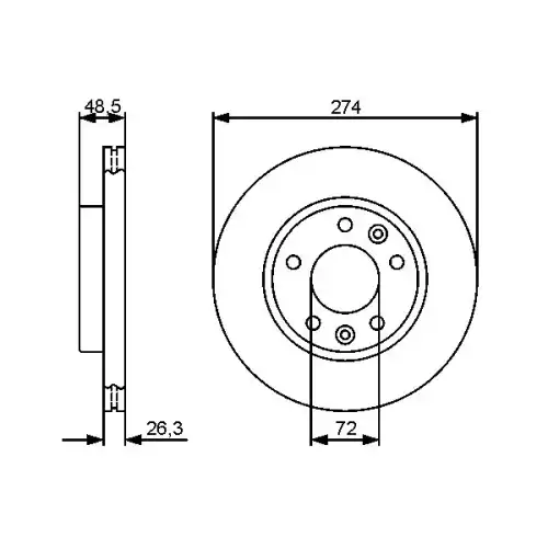 BOSCH Fren Diski Havalı Ön 274 5Mm 0986479444