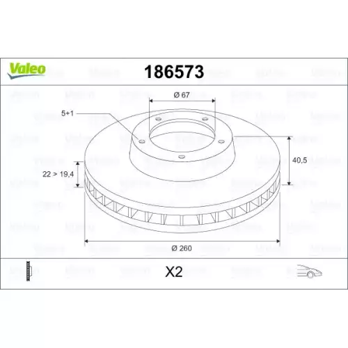 VALEO Ön Fren Diski Havalı Takım 186573