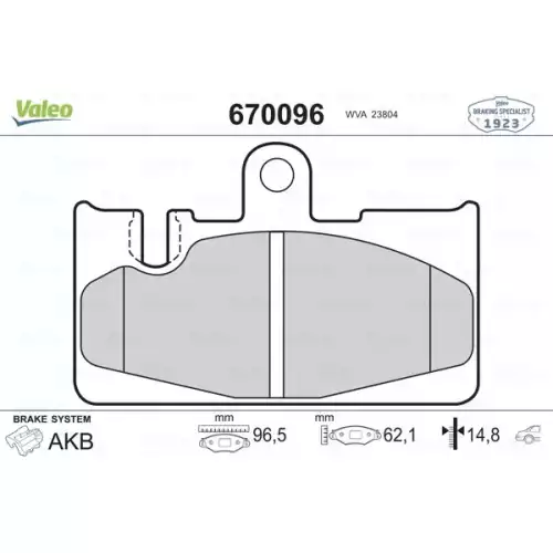 VALEO Arka Fren Balatası Tk 670096