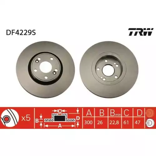 TRW Ön Fren Diski Havalı 300mmmm DF4229S