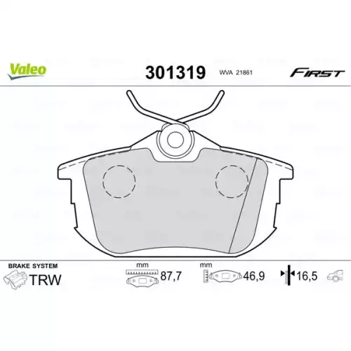 VALEO Arka Fren Balatası Tk 301319